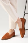 River Taba Renk Loafer Ayakkabı-DÜZ AYAKKABI-Mio Gusto-01393TAS
