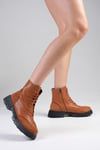 Samantha Taba Renk Postal Bot-Thick Heels-Mio Gusto-01497TAZ