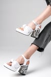 Sandra Beyaz Renk Platformlu Sandalet-Sandals-Mio Gusto-02228WHC