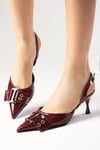 Sheri Bordo Renk Rugan Topuklu Ayakkabı-Yüksek Topuklu-Mio Gusto-01538WRR