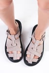 Sylvie Hakiki Süet Bej Renk Sandalet-SANDALET-Mio Gusto-05844BES