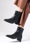 Tori Siyah Renk Küt Burunlu Bot-толстый каблук-Mio Gusto-01490BLC