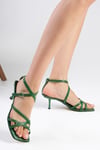 Valeria Genuine Leather Green Sandals-Sandals-Mio Gusto-08390GNC