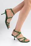 Valeria Genuine Leather Green Sandals-Sandals-Mio Gusto-08390GNC