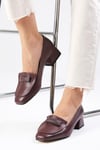 Verona Bordo Renk Kısa Topuklu Ayakkabı-Low Heels-Mio Gusto-01562WRC