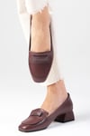 Verona Bordo Renk Kısa Topuklu Ayakkabı-Low Heels-Mio Gusto-01562WRC