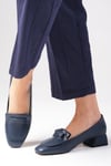 Verona Lacivert Renk Kısa Topuklu Ayakkabı-Low Heels-Mio Gusto-01562DBC