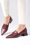 Vilda Bordo Renk Kısa Topuklu Ayakkabı-Low Heels-Mio Gusto-01564WRV