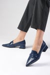 Vilda Lacivert Renk Kısa Topuklu Ayakkabı-Low Heels-Mio Gusto-01564DBV