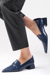 Vilda Lacivert Renk Kısa Topuklu Ayakkabı-Low Heels-Mio Gusto-01564DBV
