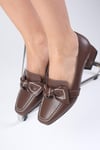 Viola Kahverengi Kısa Topuklu Ayakkabı-Low Heels-Mio Gusto-01548BRC