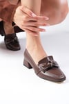 Viola Kahverengi Kısa Topuklu Ayakkabı-Low Heels-Mio Gusto-01548BRC
