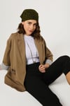 Yağyeşili Oversize Pamuklu Ceket