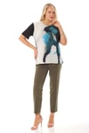 Akıtma Desenli Kısa Kol Siyah Bluz