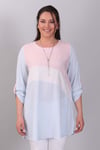 Asimetrik Kesim Garnili Mavi/Pembe Tunik 