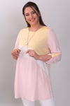 Asimetrik Kesim Garnili Pembe/Sarı Tunik 