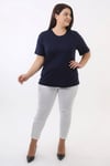 BİSİKLET YAKA KISA KOL BASIC BLUZ LACİVERT