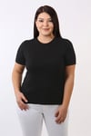 Bisiklet Yaka Kısa Kol Büyük Beden Basic Siyah Bluz