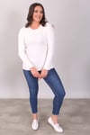 Bisiklet Yaka Uzun Kol Basic Ekru Bluz