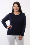 Bisiklet Yaka Uzun Kol Basic Lacivert Bluz