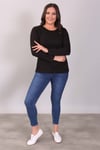 Bisiklet Yaka Uzun Kol Basic Siyah Bluz