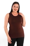 Büyük beden Geniş Askılı Basic Kahverengi Bluz (T-shirt)