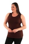 Büyük beden Geniş Askılı Basic Kahverengi Bluz (T-shirt)