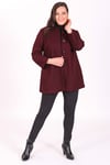 Büyük Beden Hakim Yaka Bordo Kaban