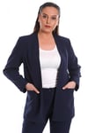 Büyük Beden Lacivert Tona Ton Astarlı Blazer Ceket