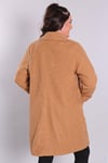 Cepli Peluş Bej Büyük Beden Kaban