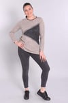 Geometrik Kesim Bej/Siyah Bluz