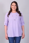 Gofre Desen Yırtmaçlı Lila Tunik