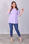 Gofre Desen Yırtmaçlı Lila Tunik