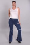 İspanyol Paça Mavi Denim Pantolon