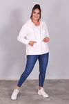 Kapüşonlu Cepli Ekru Sweat