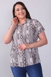 Kısa Kol Yılan Desen Vizon Gömlek