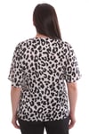 Leopar Desenli Saten Ekru Bluz