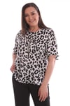 Leopar Desenli Saten Ekru Bluz