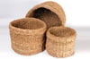 Metpoint Natura Dekoratif Natural Renk Yuvarlak Seagrass Kare Hasır Sepet 3'lü Set