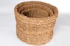 Metpoint Natura Dekoratif Natural Renk Yuvarlak Seagrass Kare Hasır Sepet 3'lü Set
