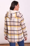 Peluş Kapşonlu Ekose Hardal Gömlek