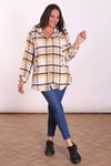 Peluş Kapşonlu Ekose Hardal Gömlek