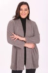 Simli Peluş Büyük Beden Gri Hırka