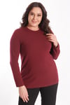Trend42plus büyük Beden Basic Bisiklet Yaka Bordo Bluz