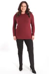 Trend42plus büyük Beden Basic Bisiklet Yaka Bordo Bluz