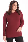 Trend42plus büyük Beden Basic Bisiklet Yaka Bordo Bluz