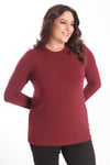 Trend42plus büyük Beden Basic Bisiklet Yaka Bordo Bluz