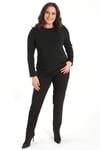 Trend42plus büyük Beden Basic Bisiklet Yaka Siyah Bluz