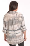 Trend42plus Büyük Beden Batik Desenli Simli Gömlek Bluz Pudra Takım 