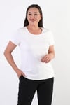 Trend42plus Büyük Beden Bisiklet Yaka Basic Ekru Bluz
